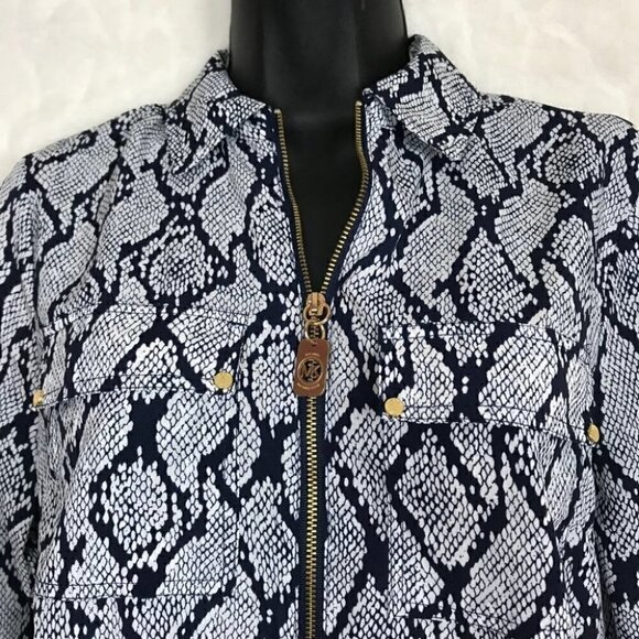 MICHAEL Kors  Snake Print Zip Up Shirt Size XS - Picture 3 of 7